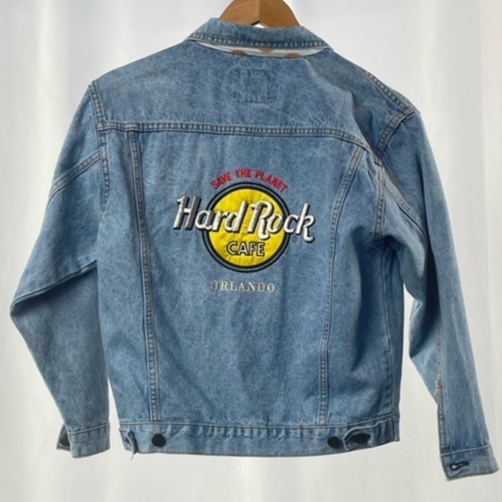 Vintage Hard Rock Cafe Orlando W Roma Pin Cotton Jean Jacket in Blue Size‎ 10